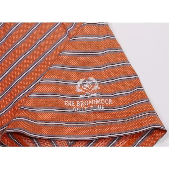 Peter Millar The Broadmoor Golf Club Orange Striped Cotton Polo Shirt Men's XL - Picture 5 of 7
